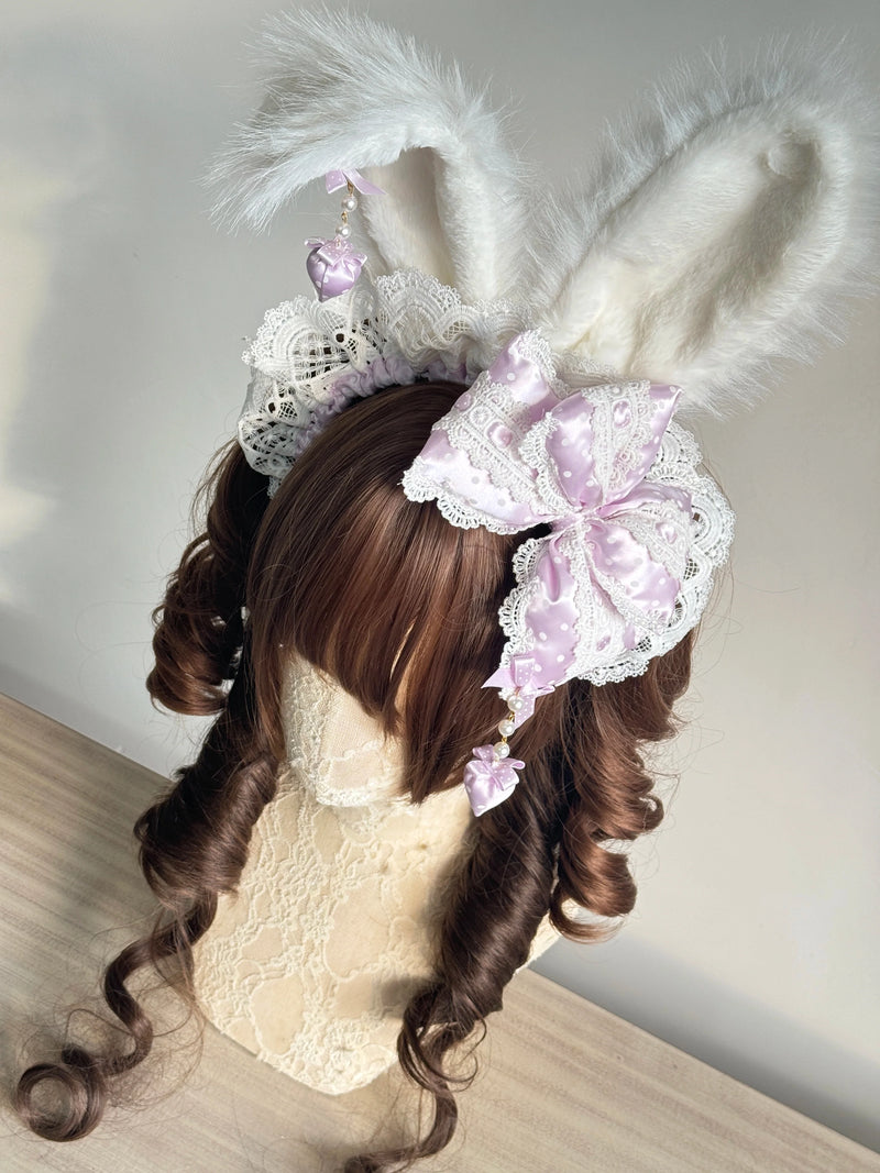 MAID - Polka Dot Bow - Sweet Lolita Headdress with Bunny-Ear Options - product detail 5
