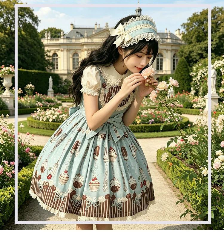 Yueele - Teal Garden - Plus-Size Lolita JSK - detail view 5