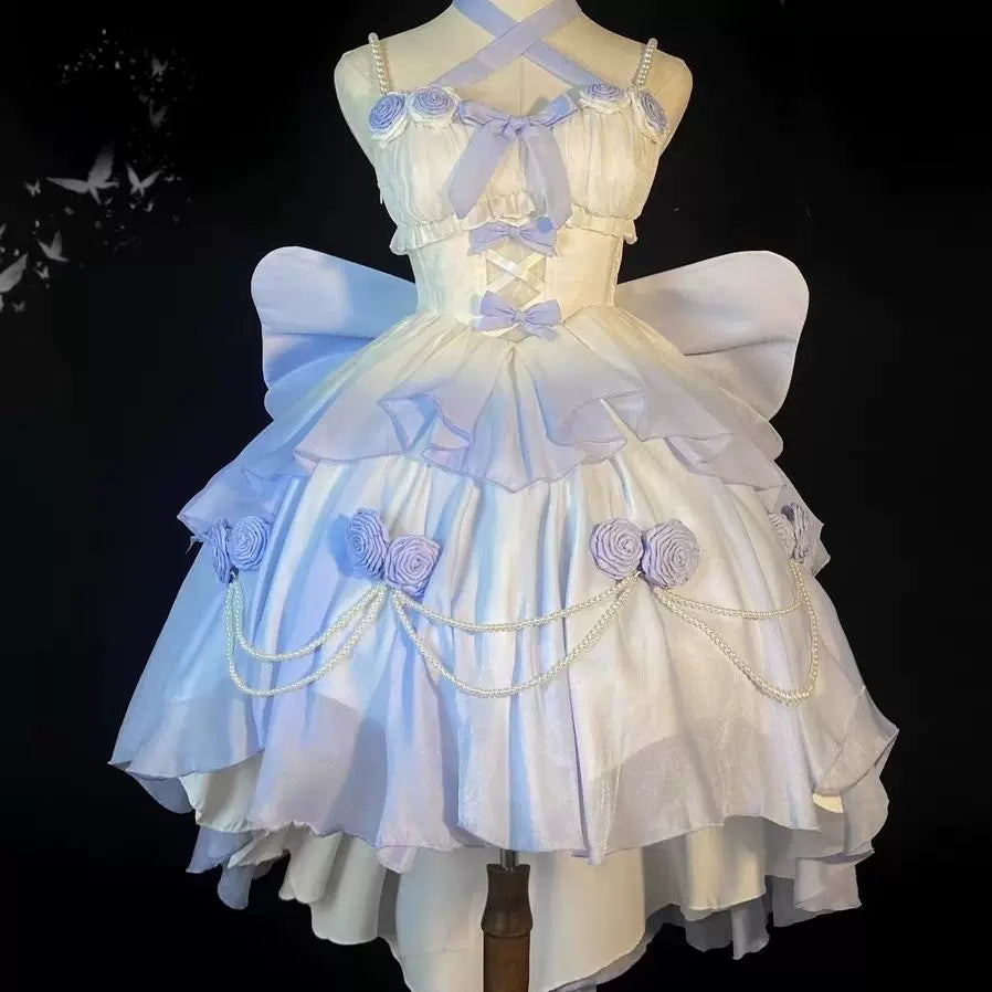 Sweetheart Dream Machine - Bridal Gradient - Gradient Lolita dress with a front-short, back-long hem and rose details