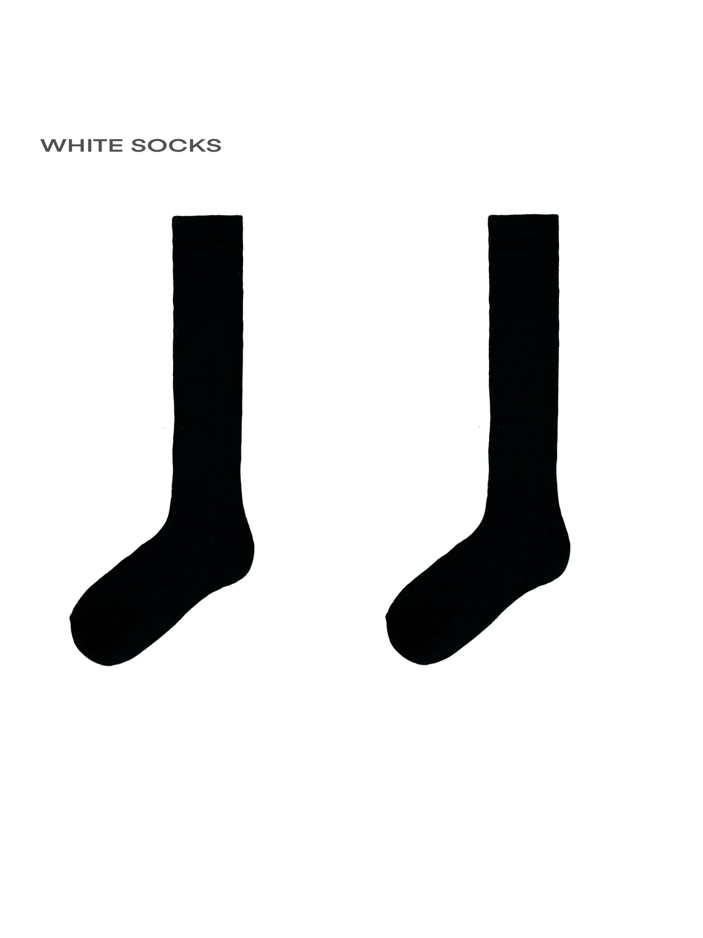 White Socks - Vertical Stripe - Ribbed Calf Socks with Slouch Folds