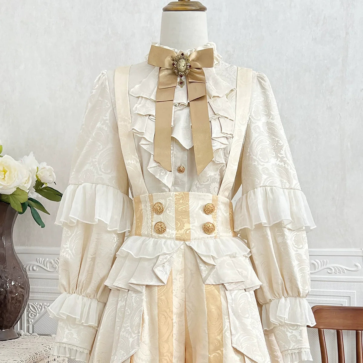 Designer's Gift - Ouji Lolita Suspender Shorts & - Jacquard Shirt Innerwear