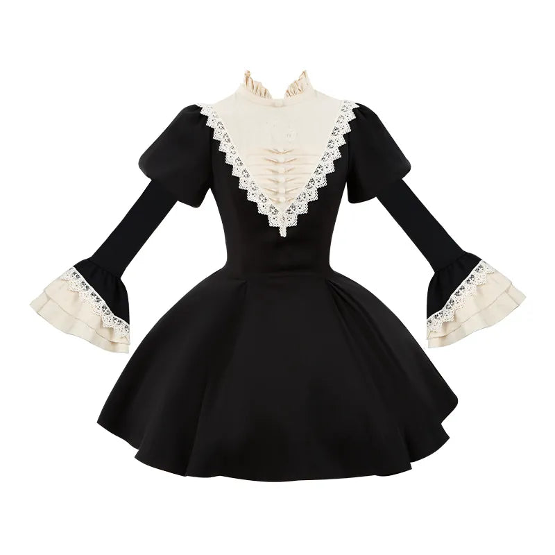 With PUJI - Nocturnes - Gothic Lolita OP Dress, Detachable Styling detail view 15