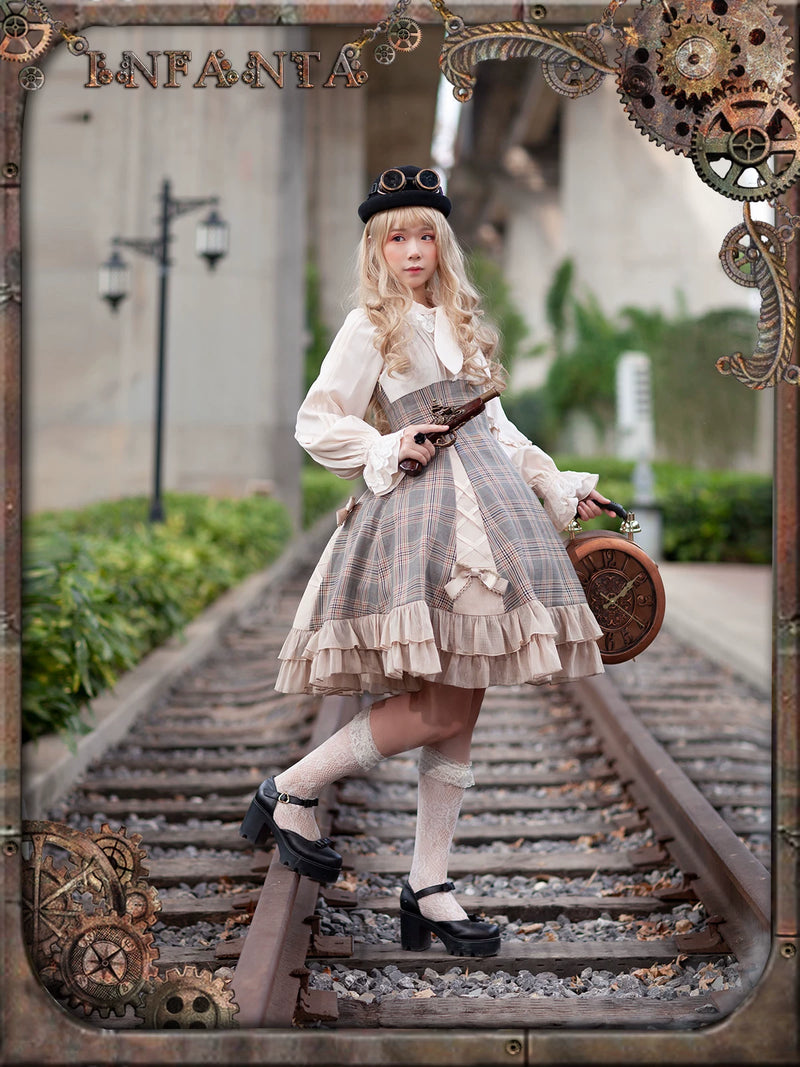 Infanta - Backlit Memoir - Smoky Grey Plaid JSK