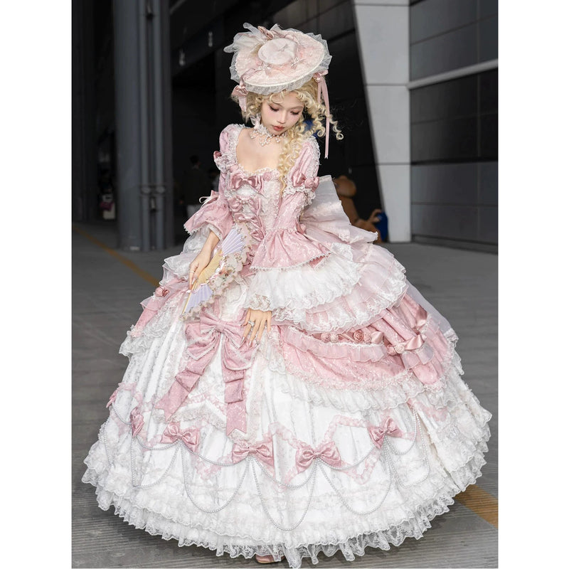Dream Island - Rococo Sweet Lolita Gown - Blue floor-length tiered