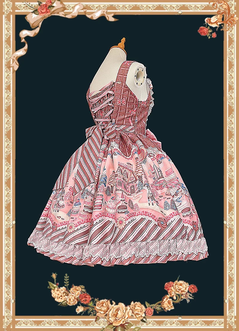 Infanta - Candy House - Old School Lolita Cake Print JSK Dress, Side Zipper