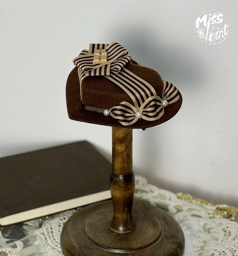 Classical Chocolate - Classic Lolita Accessory Bowler Hat BNT Beret Jabot Small Top Hat - Brown