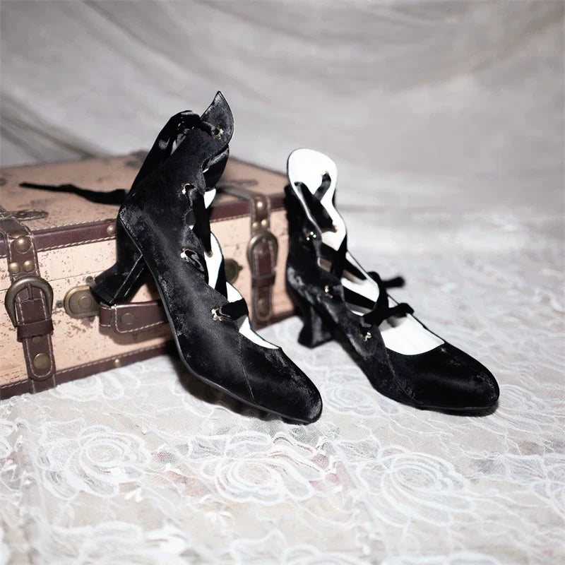 MR.Qiutian - Forbidden Dance - Velvet Lolita Shoes with Adjustable Lace-Up Straps - product detail 11