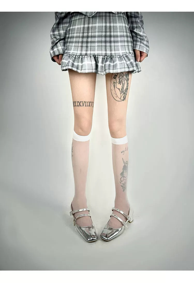 White Socks - Classic Sheer Line - Plain Sheer Stockings in Two Lengths