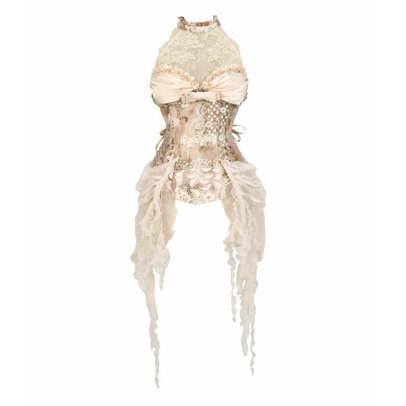 BLOOD SUPPLY: Cupid's Poetry Box Tencel Lace Corset Top and Sleeves, product view 7