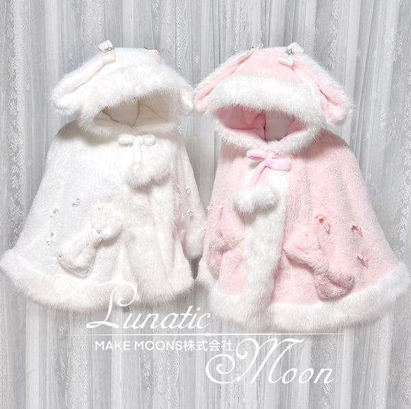 LunaticMoon Snow-Watching Bunny Faux-Fur Hooded Cape — additional product view