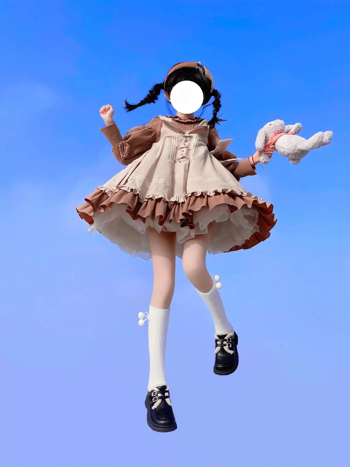 Creamy - Coffee Bear - Coffee-Brown Lolita Dress Set with Ruffled Collar