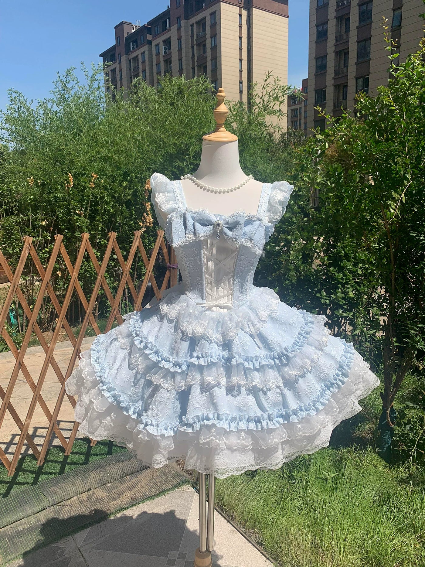 Dream Bunny - Cloud Fluff Sweetheart - Ruffled JSK with Train and Waist Bow