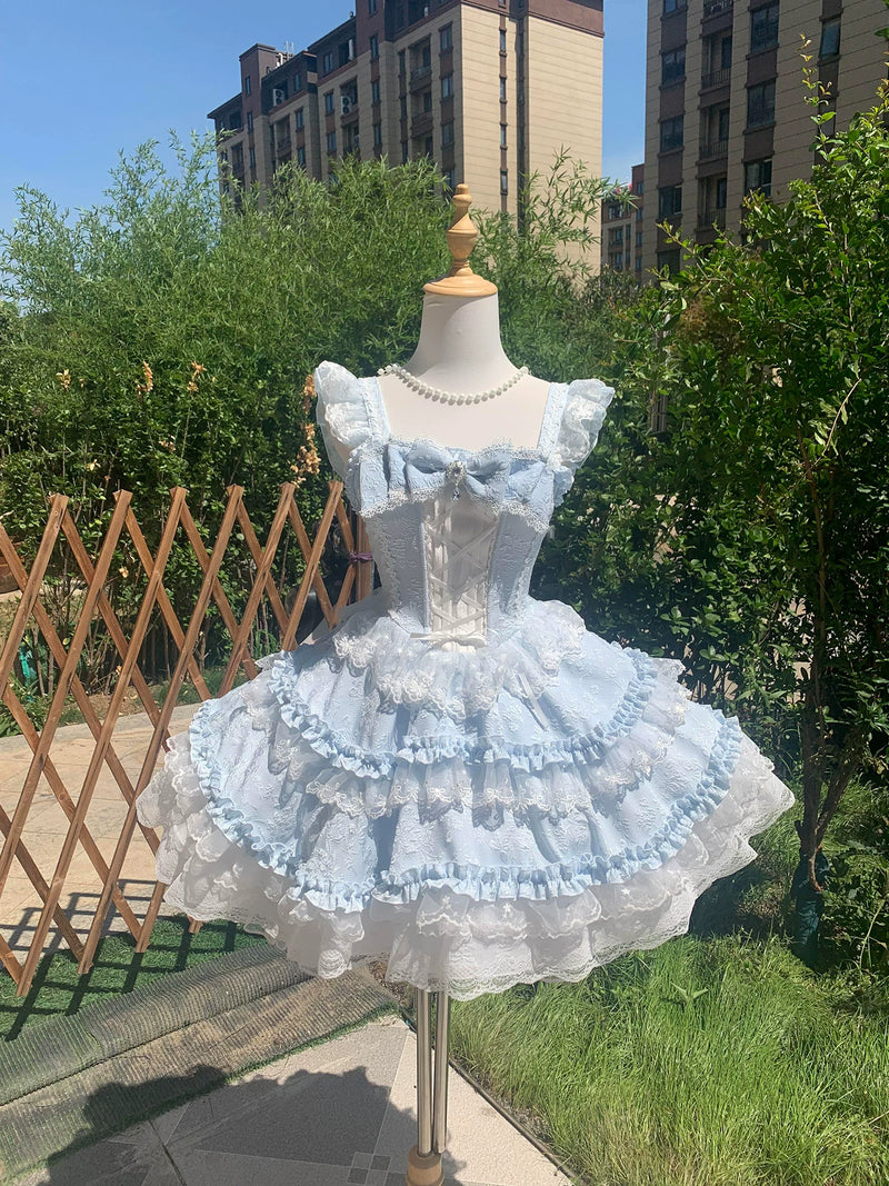Dream Bunny - Cloud Fluff Sweetheart - Ruffled JSK with Train and Waist Bow