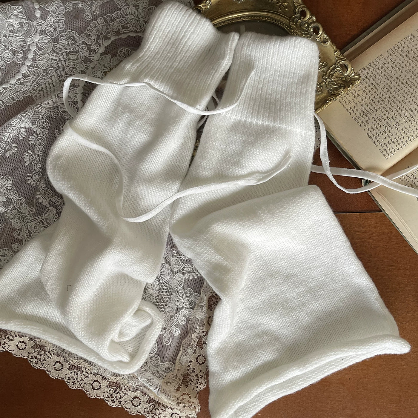 Sock Noble - Punk Layering - Lolita sock covers with lace straps and flared cuffs