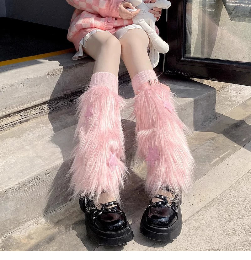 Floral Milk Cat - Starry Y2K - Furry Leg Covers with Star Details