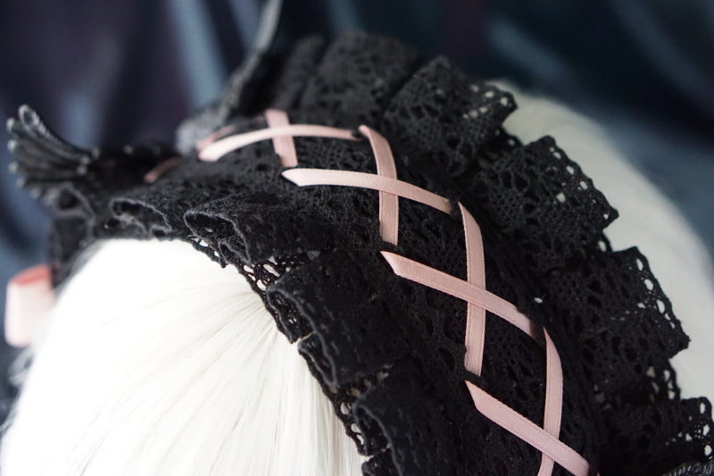 Strange Sugar - Black Wings Halloween Goth Lolita - Hairband Headwear