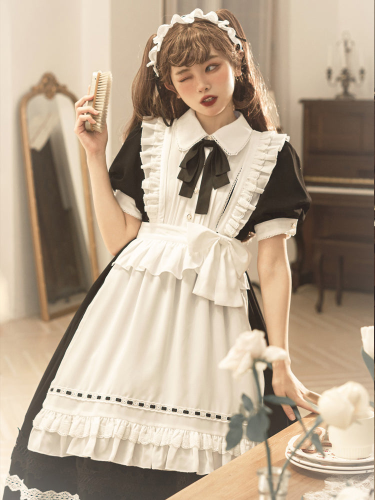 Your Princess - Maid Lolita Puff Sleeve Black Dress - OP Dress