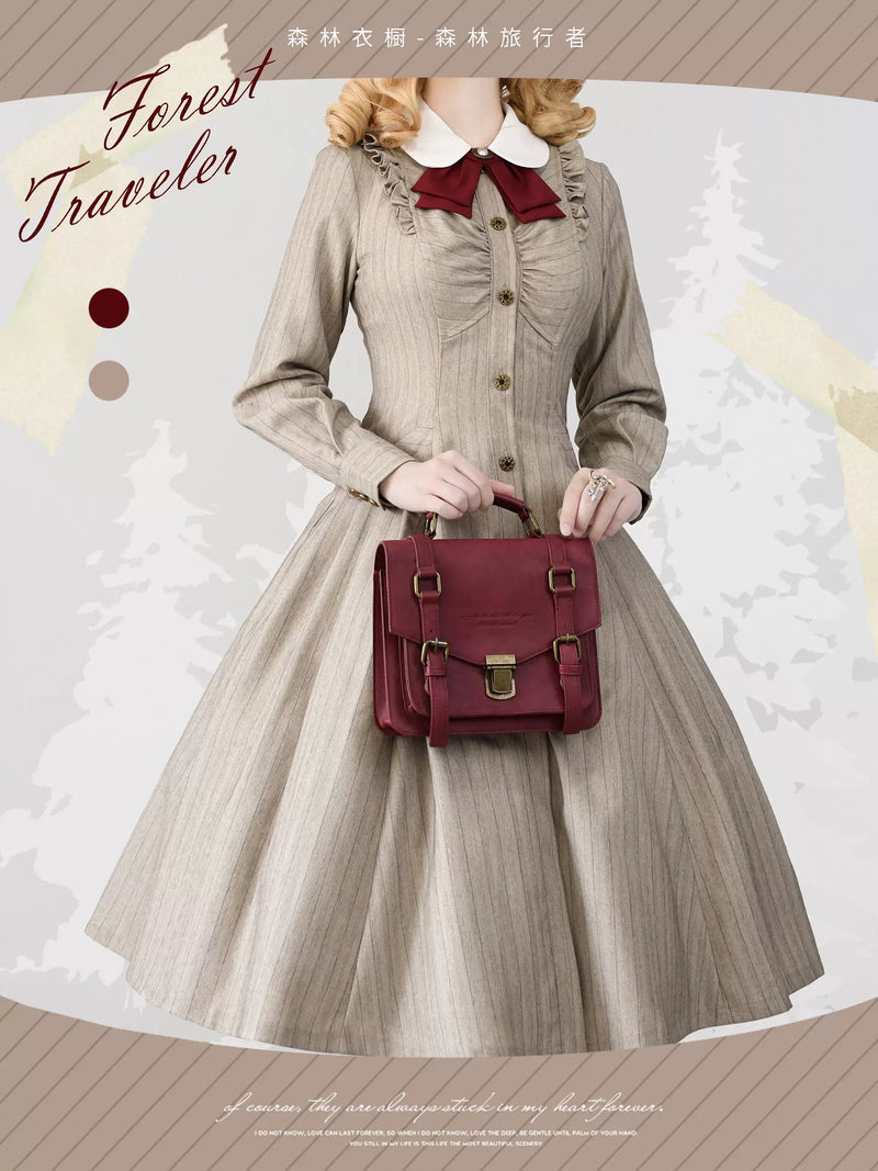Forest Wardrobe - Forest Traveller - Striped Long-Sleeve OP Dress - 3