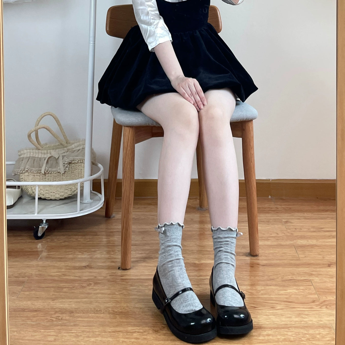 Chubby Bear Tales - Cream Peach - Socks & Legwear with Frilled Bow Cuffs