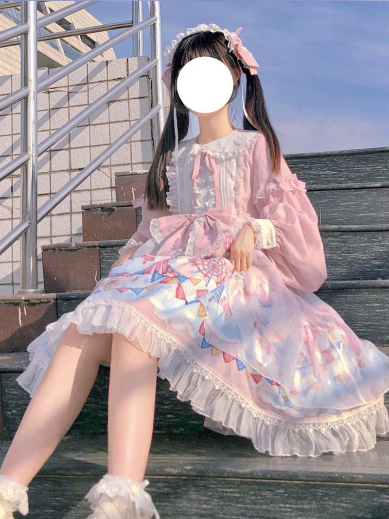 Yueele - Navy Rose Winter - Plus-Size Sweet Lolita OP Dress - detail view 4