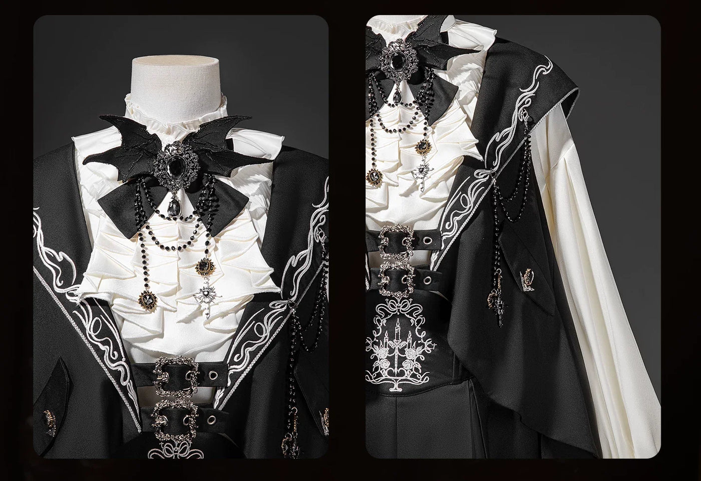 Letters from Unknown Star - Bunny Ear Meteorite - Embroidered Ouji Lolita Set, Hooded Vest
