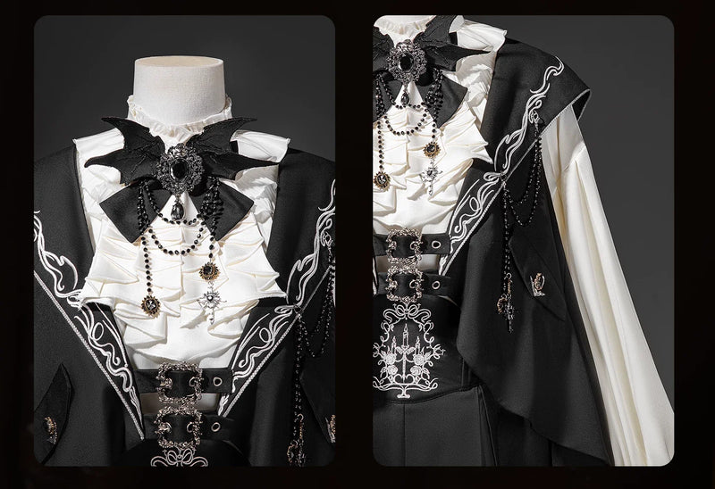 Letters from Unknown Star - Bunny Ear Meteorite - Embroidered Ouji Lolita Set, Hooded Vest