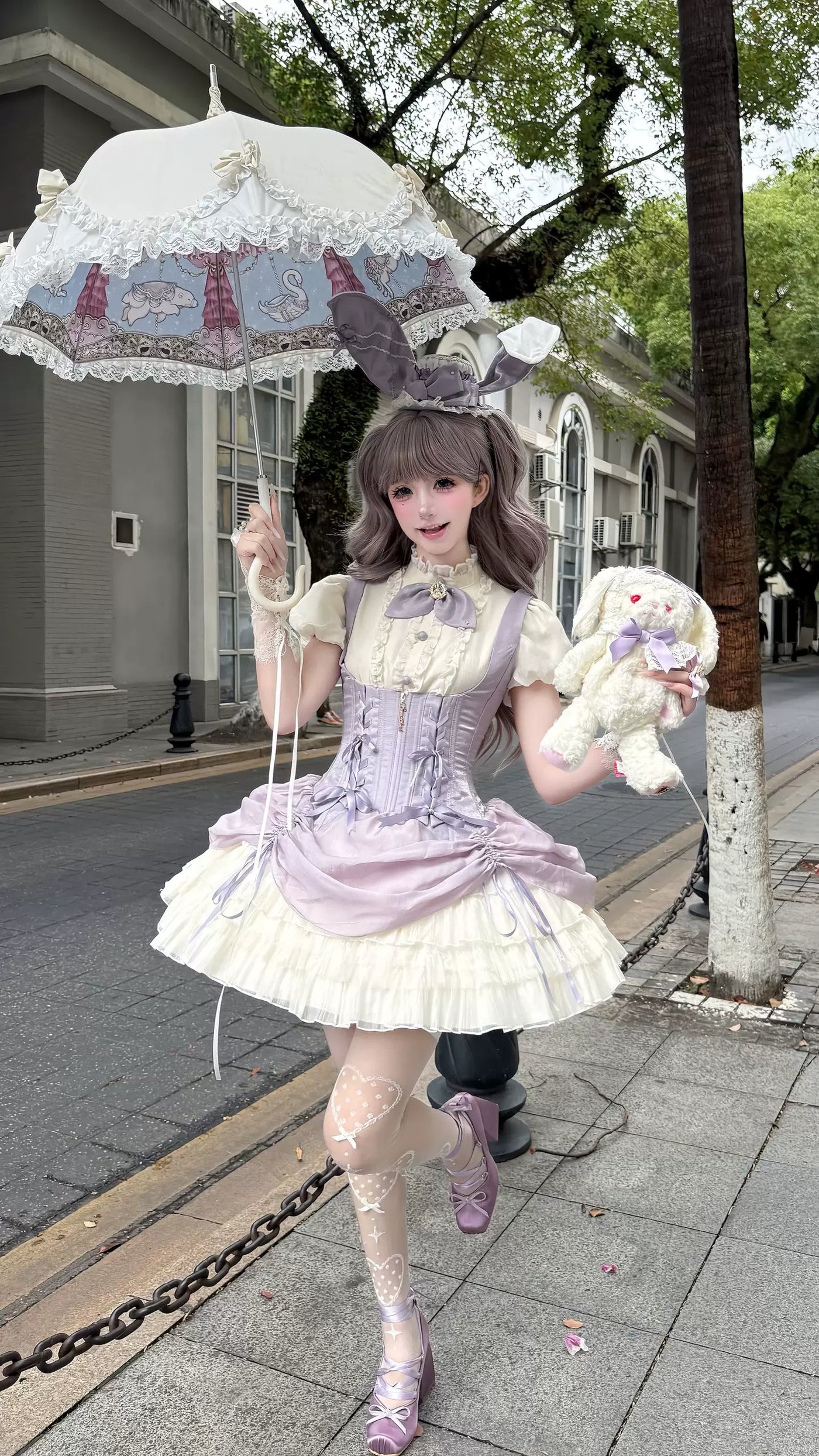 Creamy - Little Rabbit Gothic - JSK Dress Set with a rabbit-ear hat