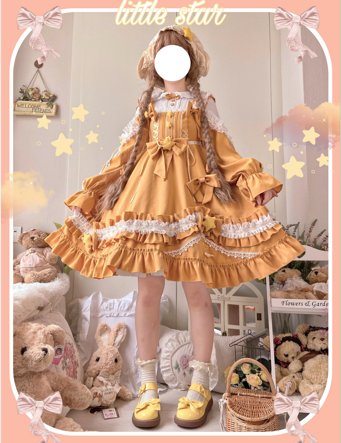 Aurora Kiss - Daily Winter - Long-Sleeved Peach Skin Lolita OP Dress - product detail 2