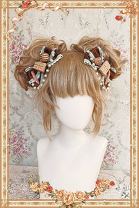 Infanta - Berry & Mint Chocolate - Striped Lolita OP - Single Item / Mint Chocolate Hair Clips - Pair / One Size