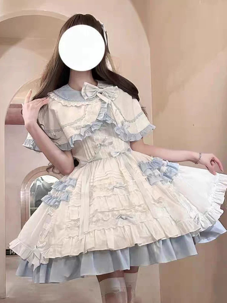 Dream Bunny - Window Doll - Blue-and-White JSK Set with Cape and Skirt Support