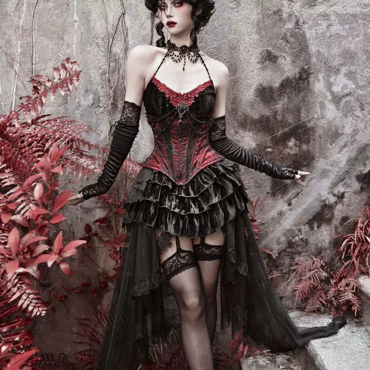 Sweetheart Dream Machine - Gothic Halloween - JSK with a velvet fishbone corset waist