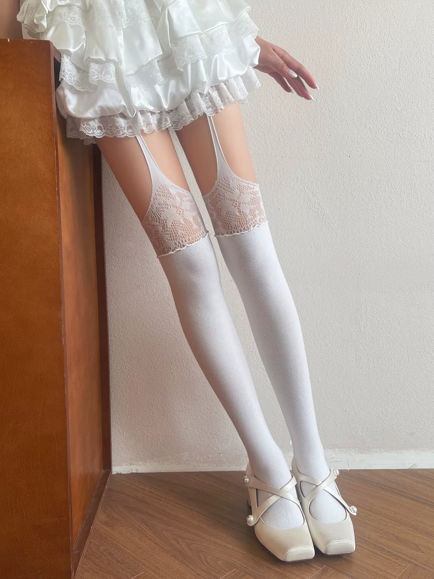 Sock Noble - Lace Suspender - Thigh-High Stockings with Lace Panels