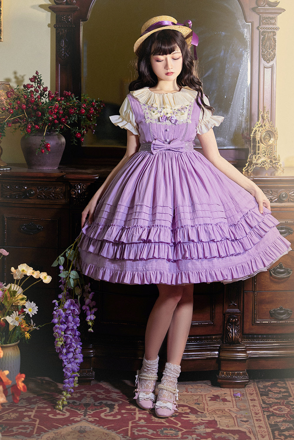 Strawberry Witch - Nelly Girl - Cotton Summer Lolita JSK Dress with Embroidery