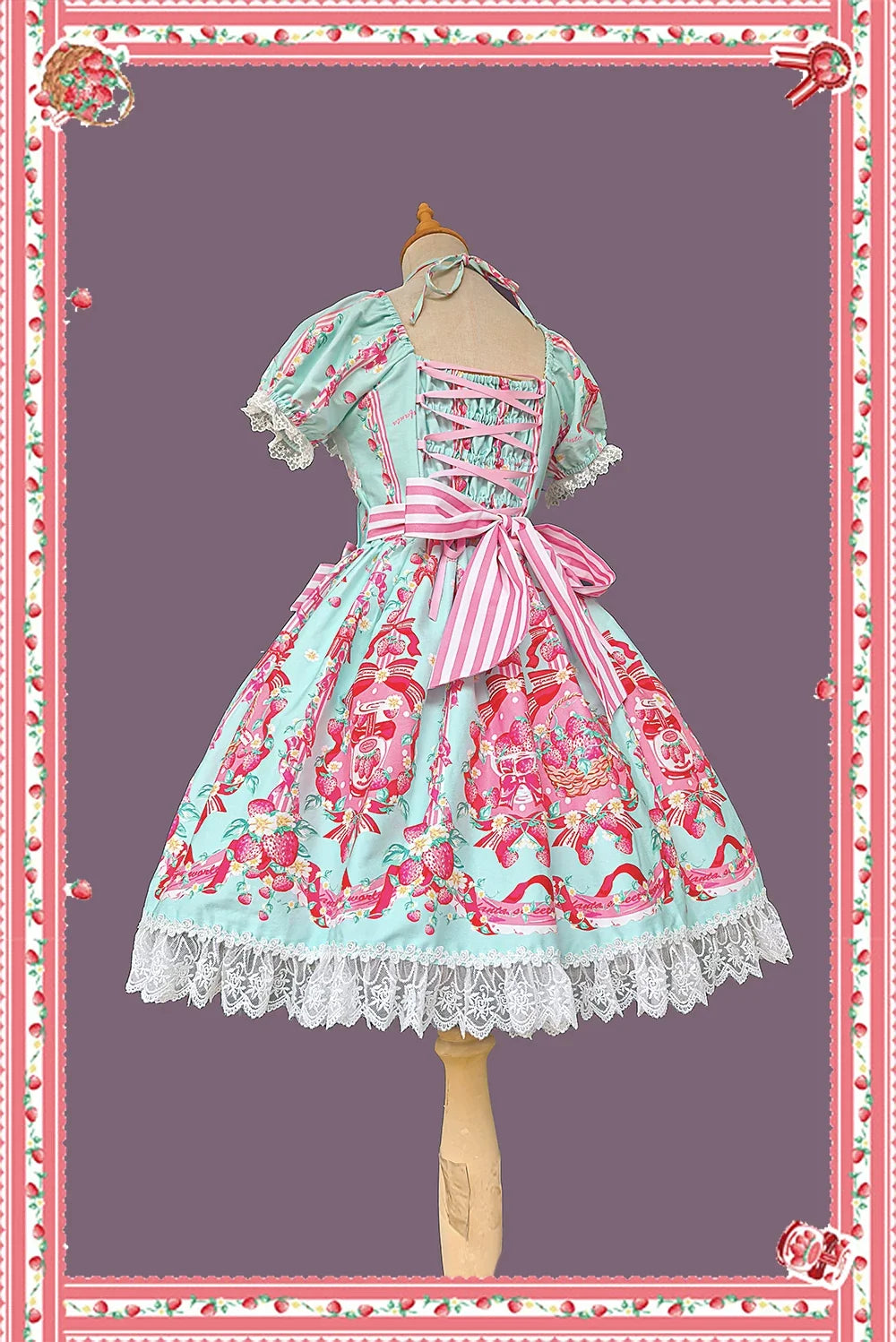 Infanta - Strawberry Chef - Printed Old School Lolita Dress, Detachable Bows