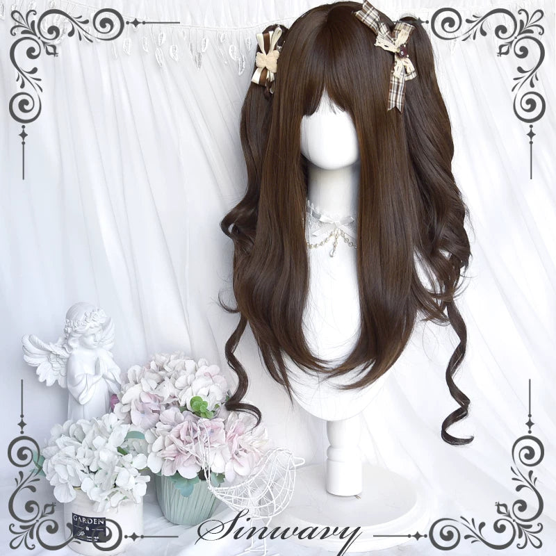 Dark-brown long curly Lolita wig - view 4
