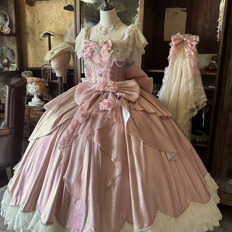 Flora Muse - Pink Lolita Ball Gown - Off-shoulder formal lolita ball