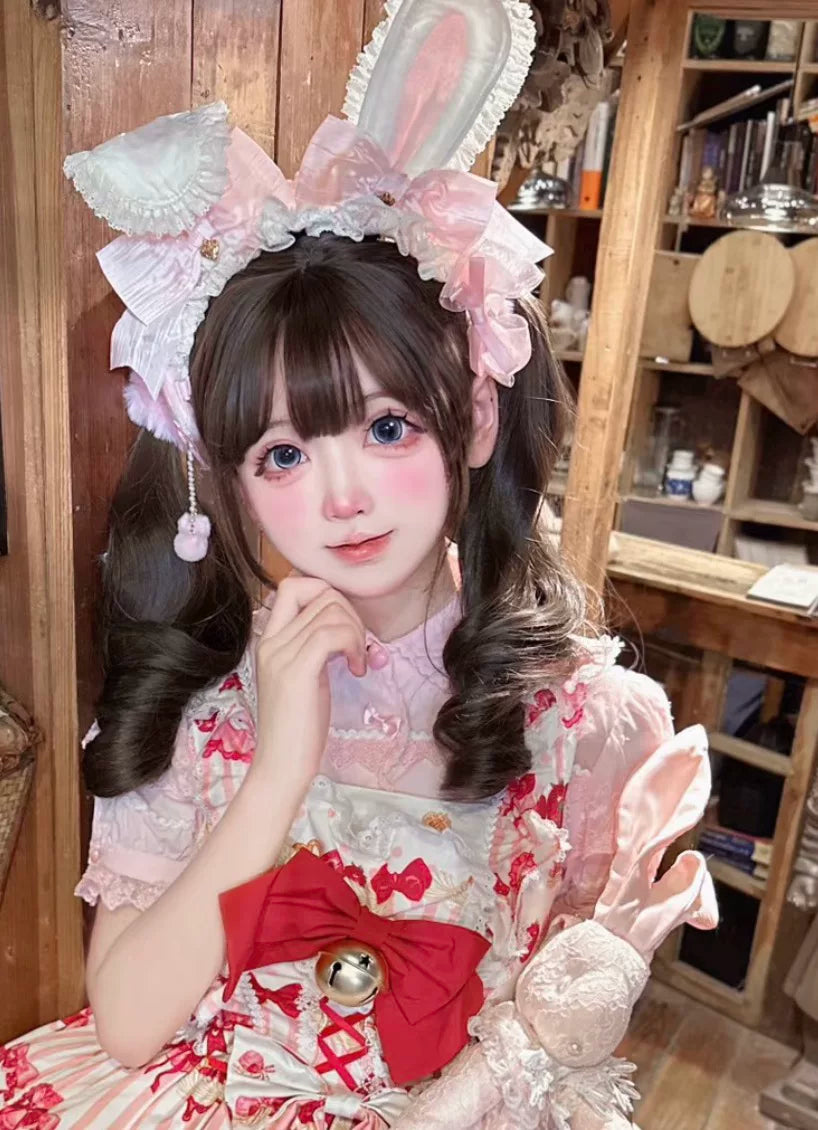 Galette Bunny - Cherry Blossom Girl - Short-Sleeved Cotton Blouse with Lace Trim