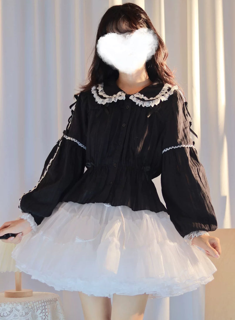 Autumn Hibiscus Cotton Peter Pan Collar Lined Blouse — additional product view