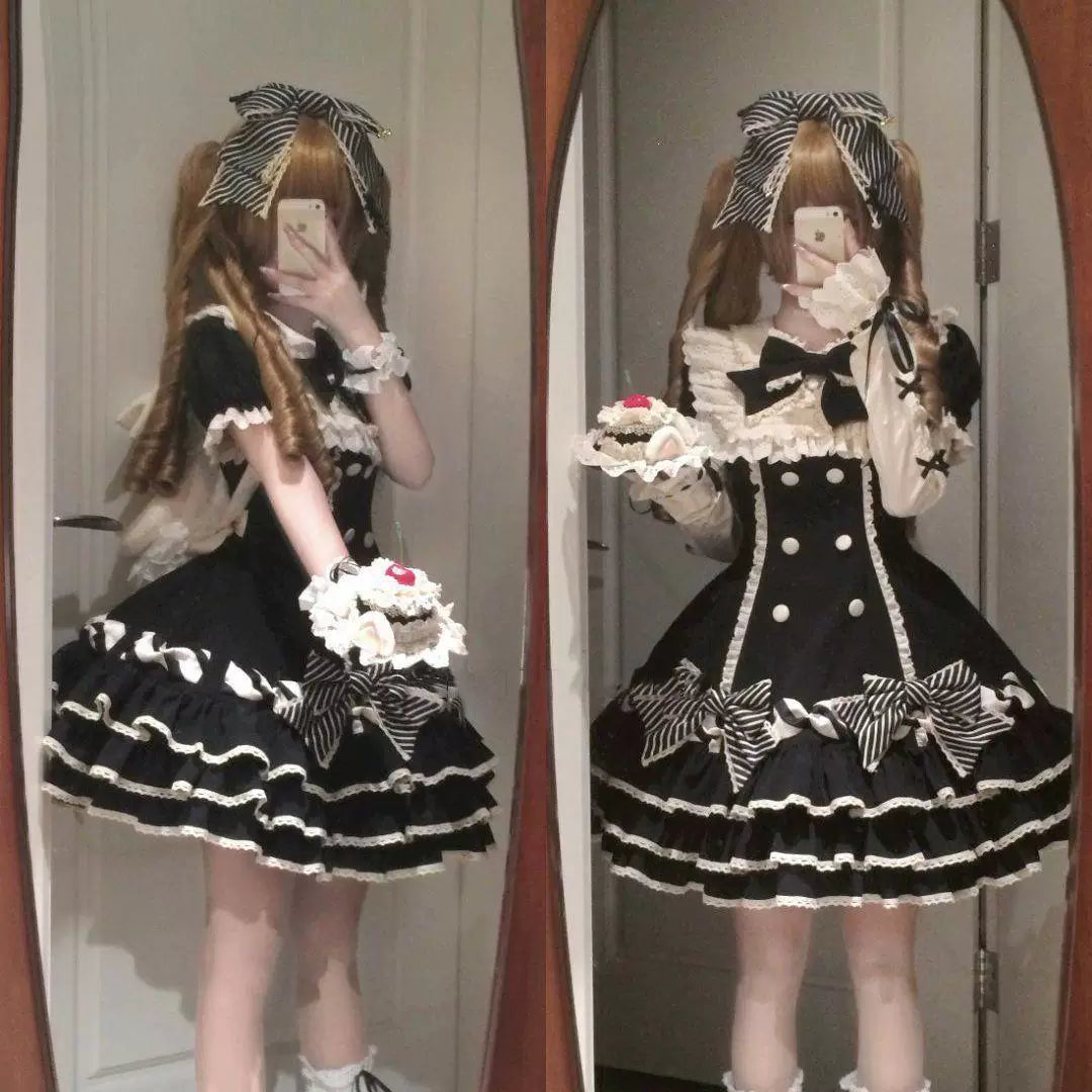 Sweetheart Dream Machine - Princess Cake - Short-sleeve OP dress with layered ruffles and bows
