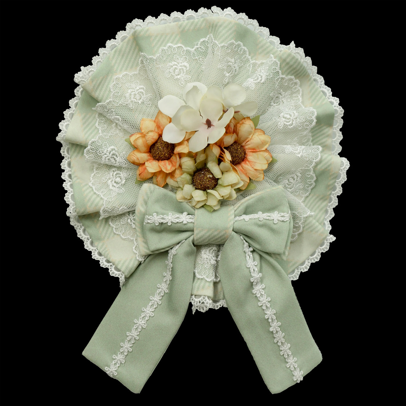 Chaton Jardin - Sunny Cat - Sweet Lolita cat-ear KC or dual-use flower brooch with plaid bow accents - product detail 5