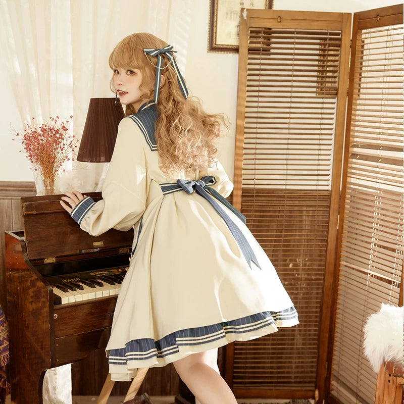 Yueele - Blue Apricot Winter - Plus-Size Sweet Lolita OP Dress - detail view 3