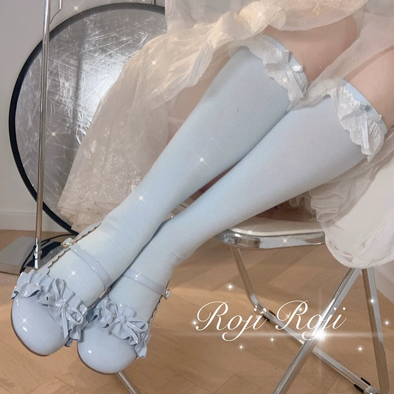 Roji Roji - Sweet Lolita Cotton Socks Bow Lace - Socks Socks