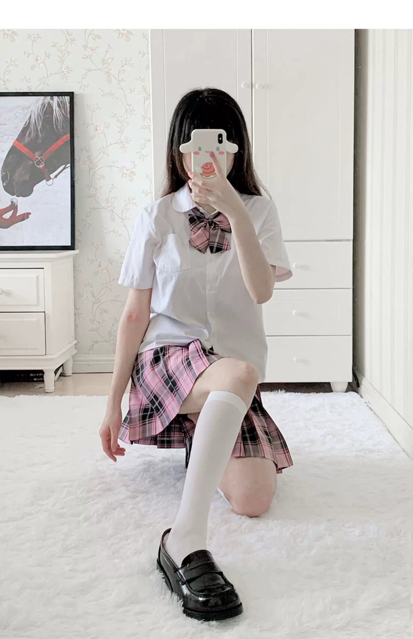 Floral Milk Cat - JK Basics - Calf Socks in 32 cm and 43 cm Lengths