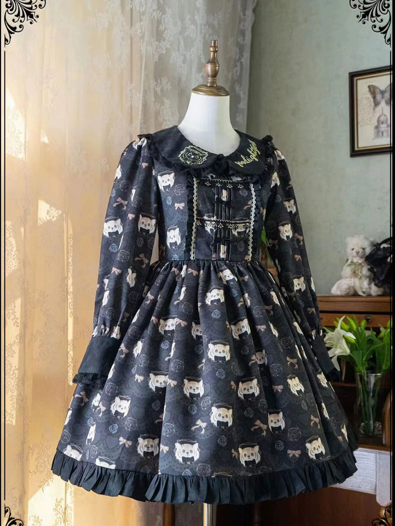 Yueele - Midnight Academy - Plus-Size Sweet Lolita OP Dress - detail view 4