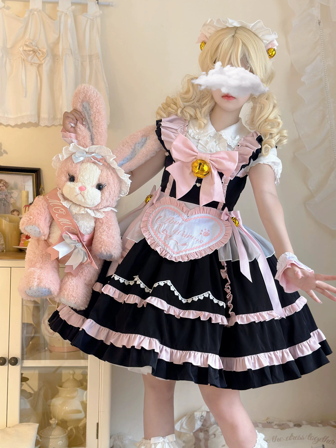Lady Han Sweet Chef Maid JSK dress from Lolita Fetch featuring a cute, pastel-colored maid design and ruffled details.