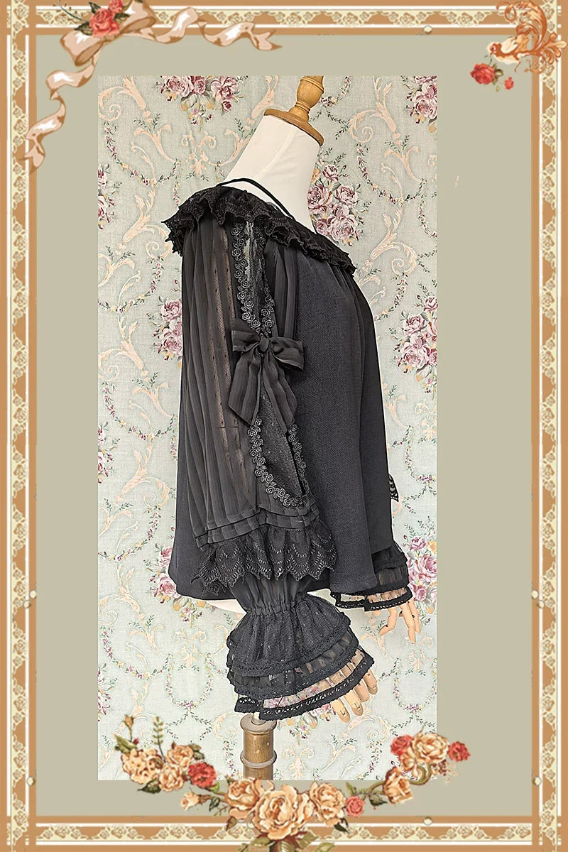 Infanta - Canon Of Floral Melody - Gothic Lolita Black JSK Dress, Jacquard Pattern
