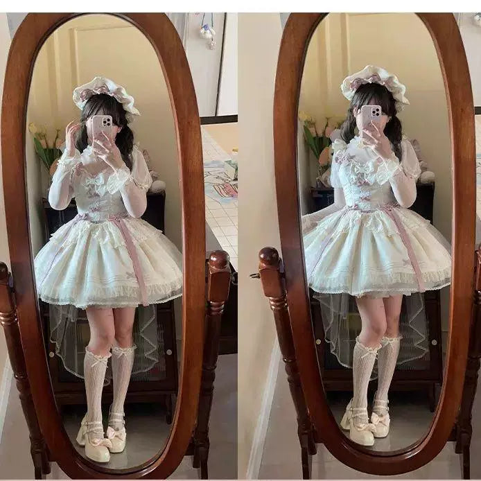 Sweetheart Dream Machine - Moonlight Ballet - Boned JSK Dress Set with a Tail Veil