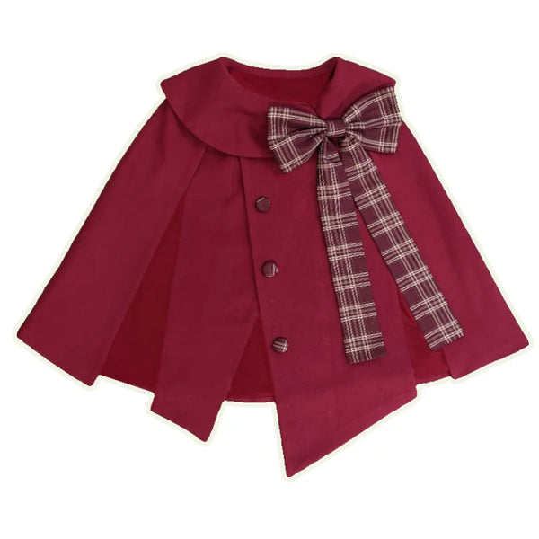 Sweet Dream Christmas Red Oversized-Bow Lolita Cape — Christmas Cape - Full-Payment Preorder