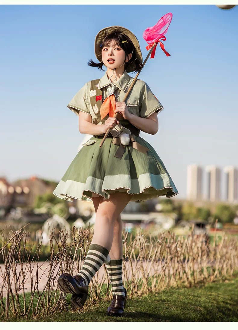 Baozi Pig - Bunny Spring Outing - Bunny Clothing Set with Skirt or Pants Options and Detachable Pom-Poms