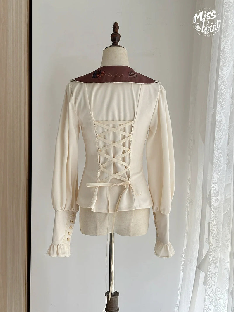 Miss Point - German Bookshelf - Classic Lolita Blouse, Butterfly-Shaped Collar